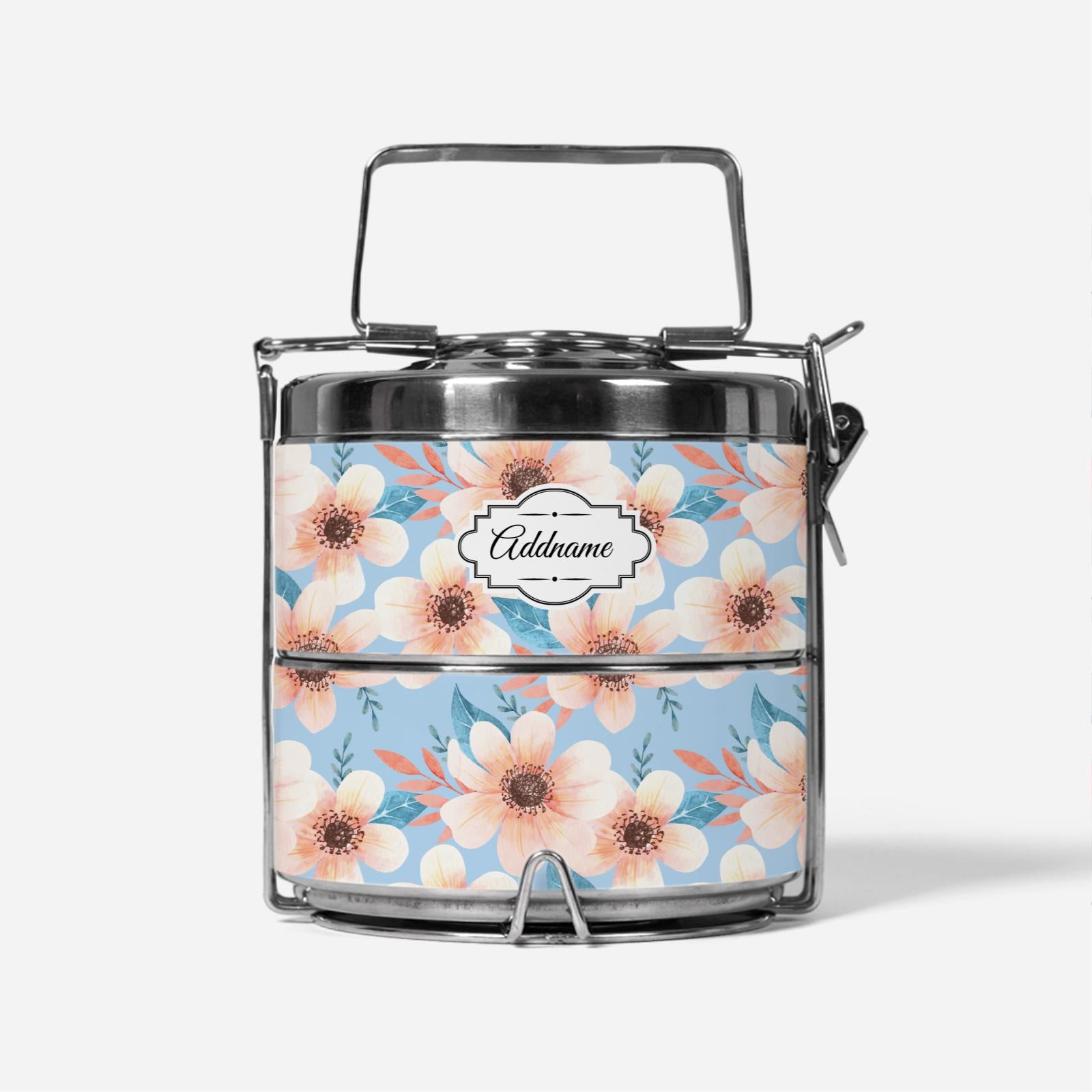 Pink Windflower Two Tier Tiffin Carrier