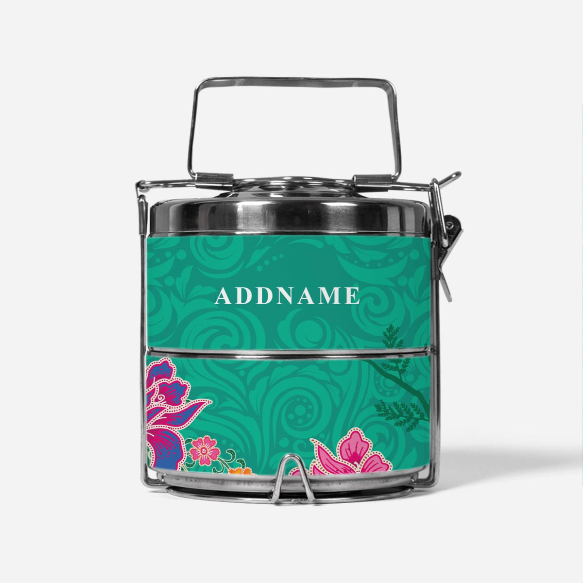 Modern Mahsuri Green - Two-Tier Tiffin Carrier