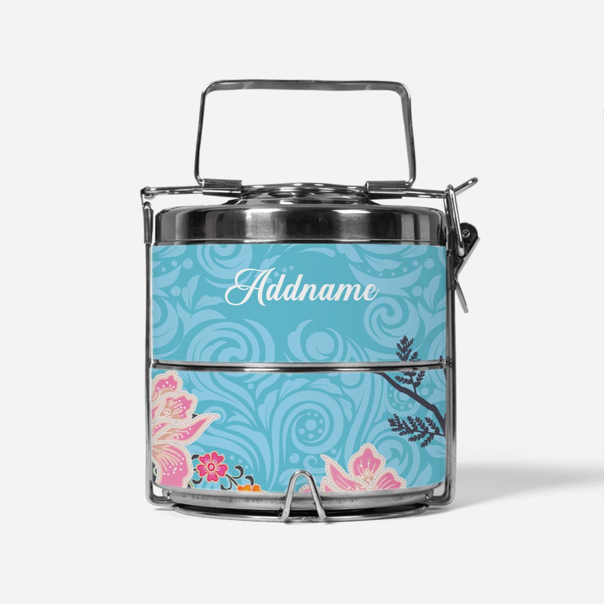 Modern Mahsuri Blue - Two-Tier Tiffin Carrier