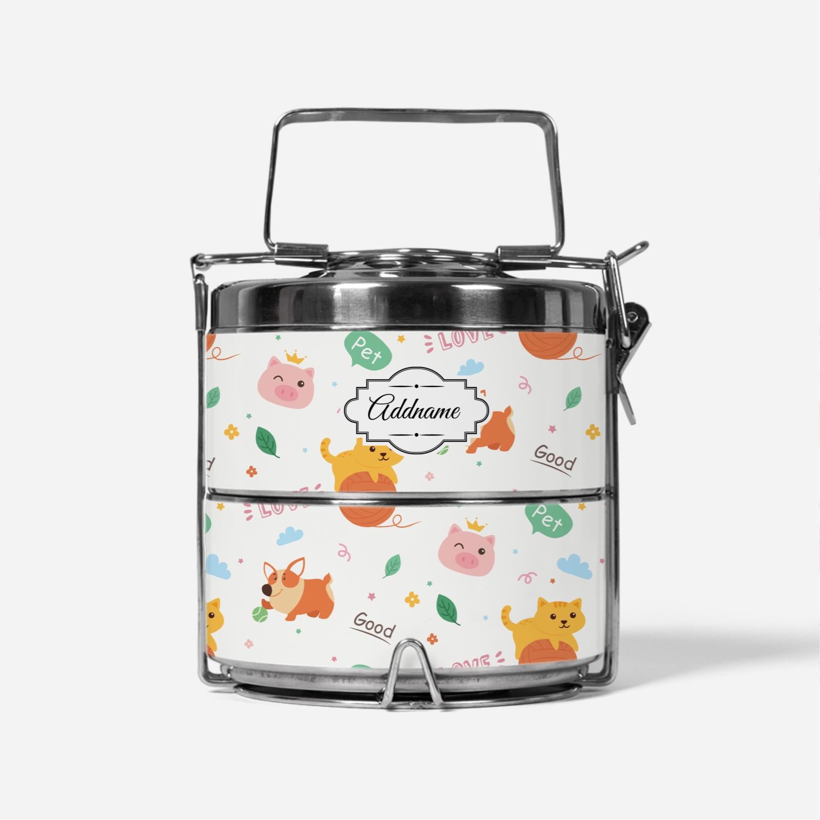 Cat And Friends Two Tier Tiffin Carrier