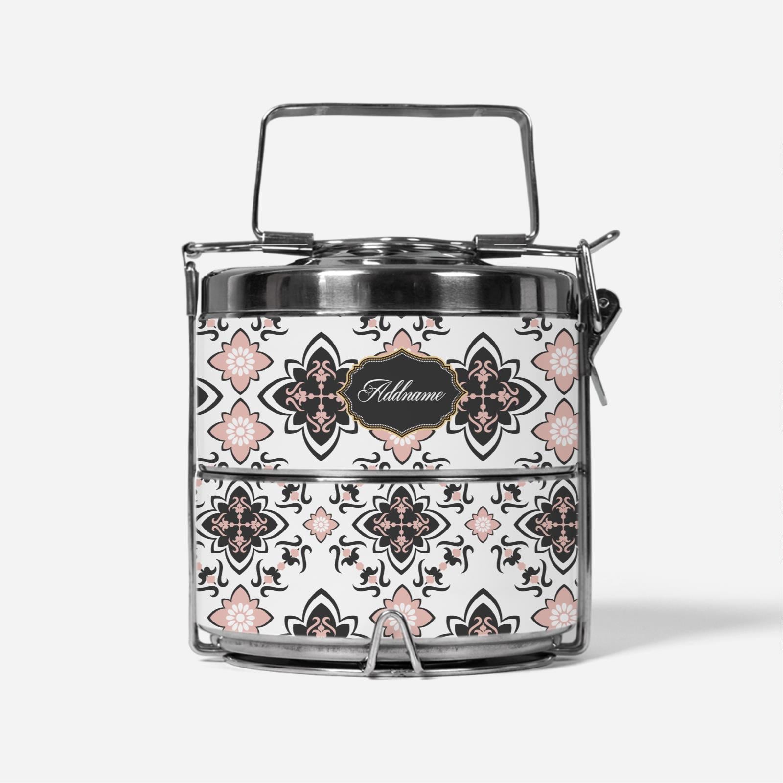 Dusty Pink Mosaic Two Tier Tiffin Carrier