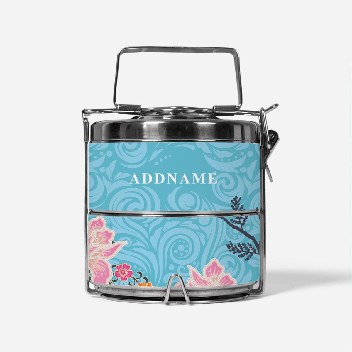 Modern Mahsuri Blue - Two-Tier Tiffin Carrier