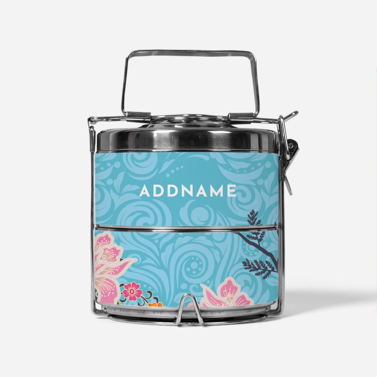 Modern Mahsuri Blue - Two-Tier Tiffin Carrier