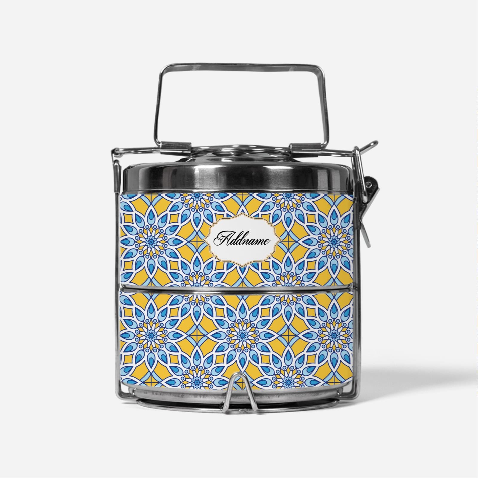 Chromatic Floret Blue Two Tier Tiffin Carrier