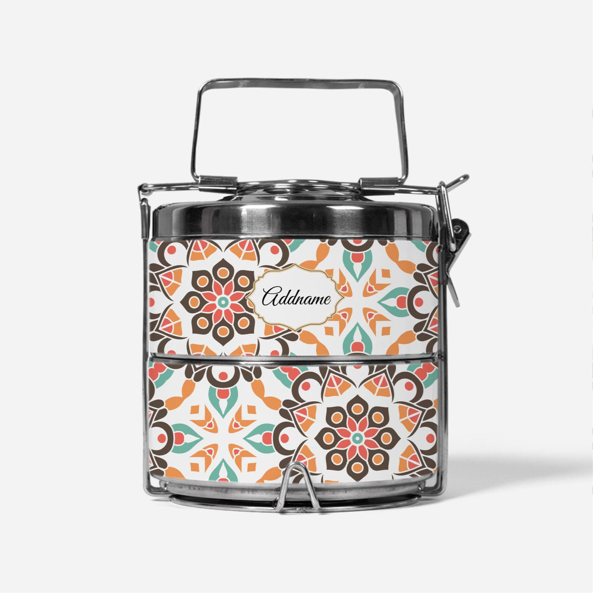 Moroccan Series - Arabesque Geo Brown - Two-Tier Tiffin Carrier