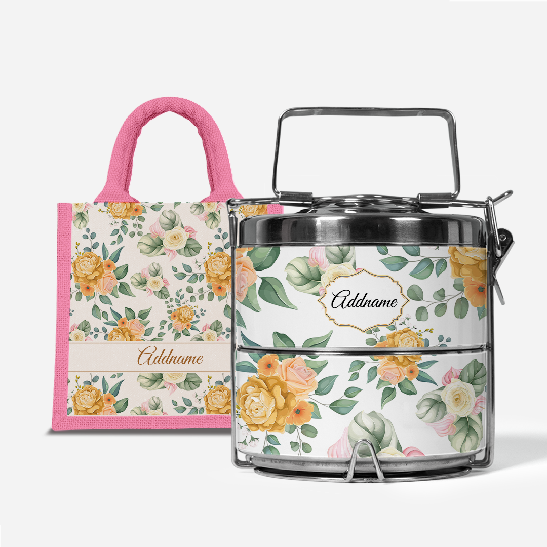 Laura Series - Honey - Lunch Tote Bag with Two-Tier Tiffin Carrier