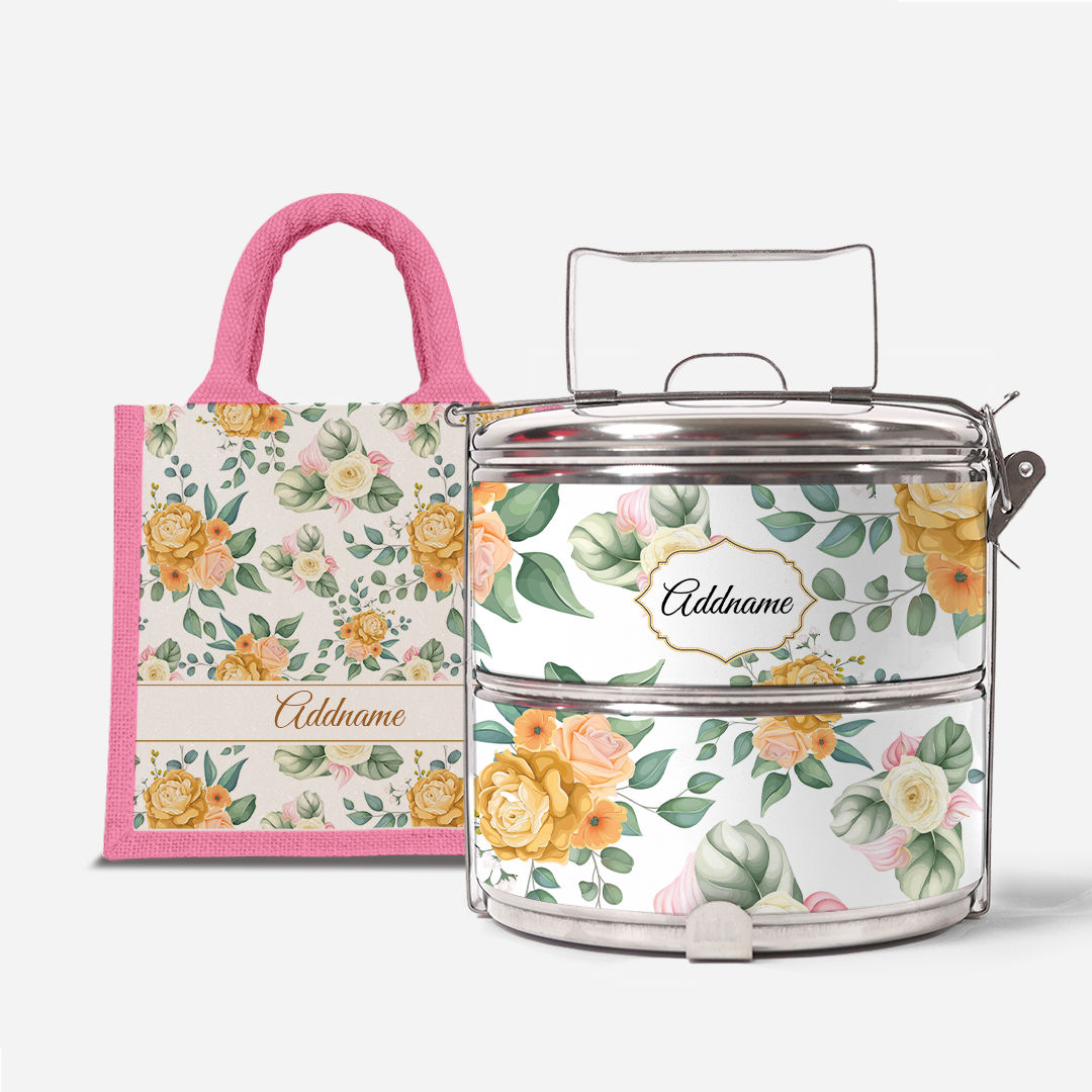 Laura Series - Honey - Lunch Tote Bag with Two-Tier Tiffin Carrier