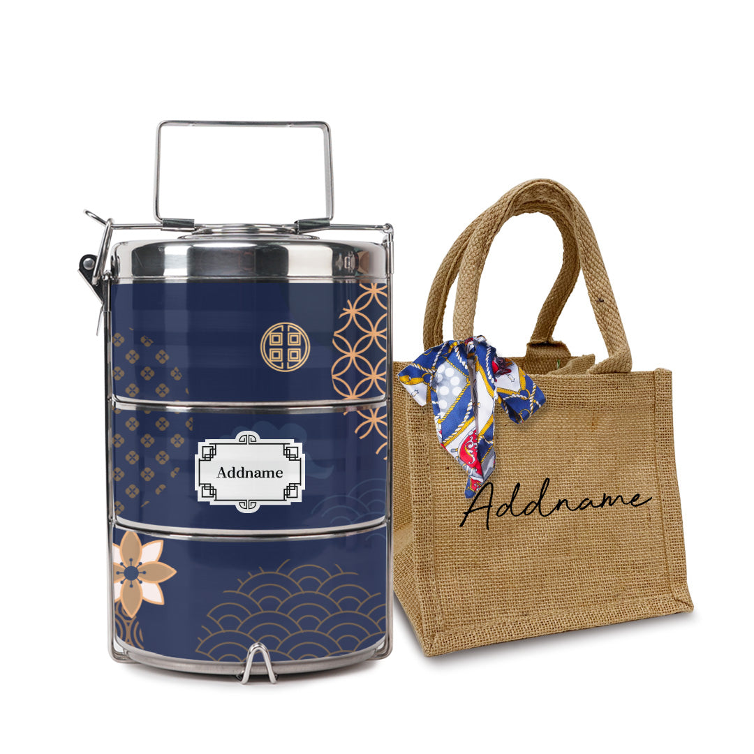 Japanese Golden Navy Tiffin Carrier