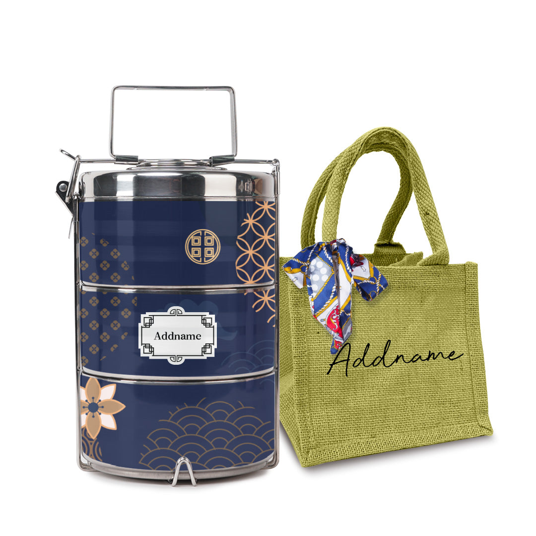 Japanese Golden Navy Tiffin Carrier