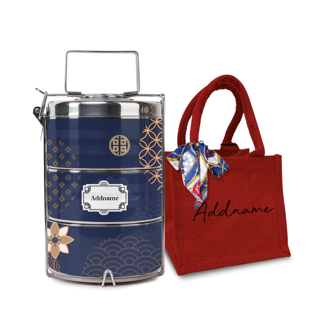 Japanese Golden Navy Tiffin Carrier