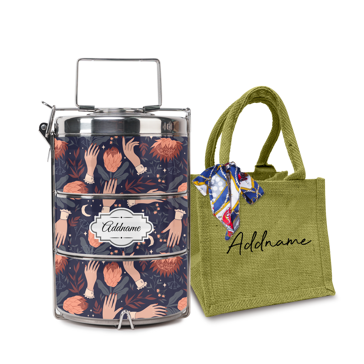 Floral with Hands Tiffin Carrier
