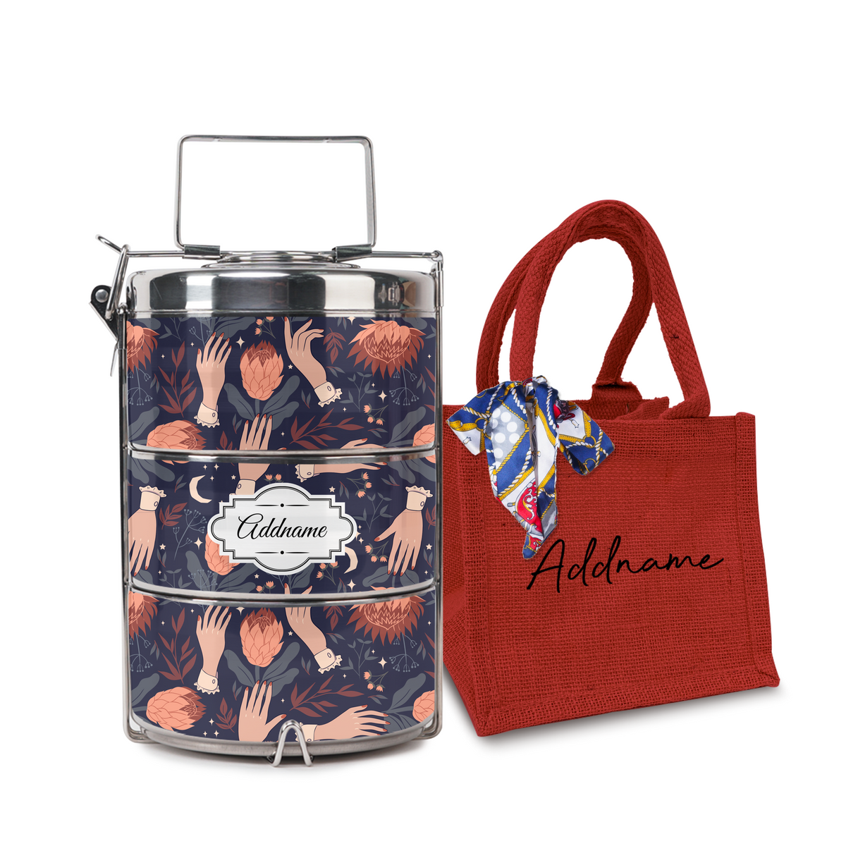 Floral with Hands Tiffin Carrier