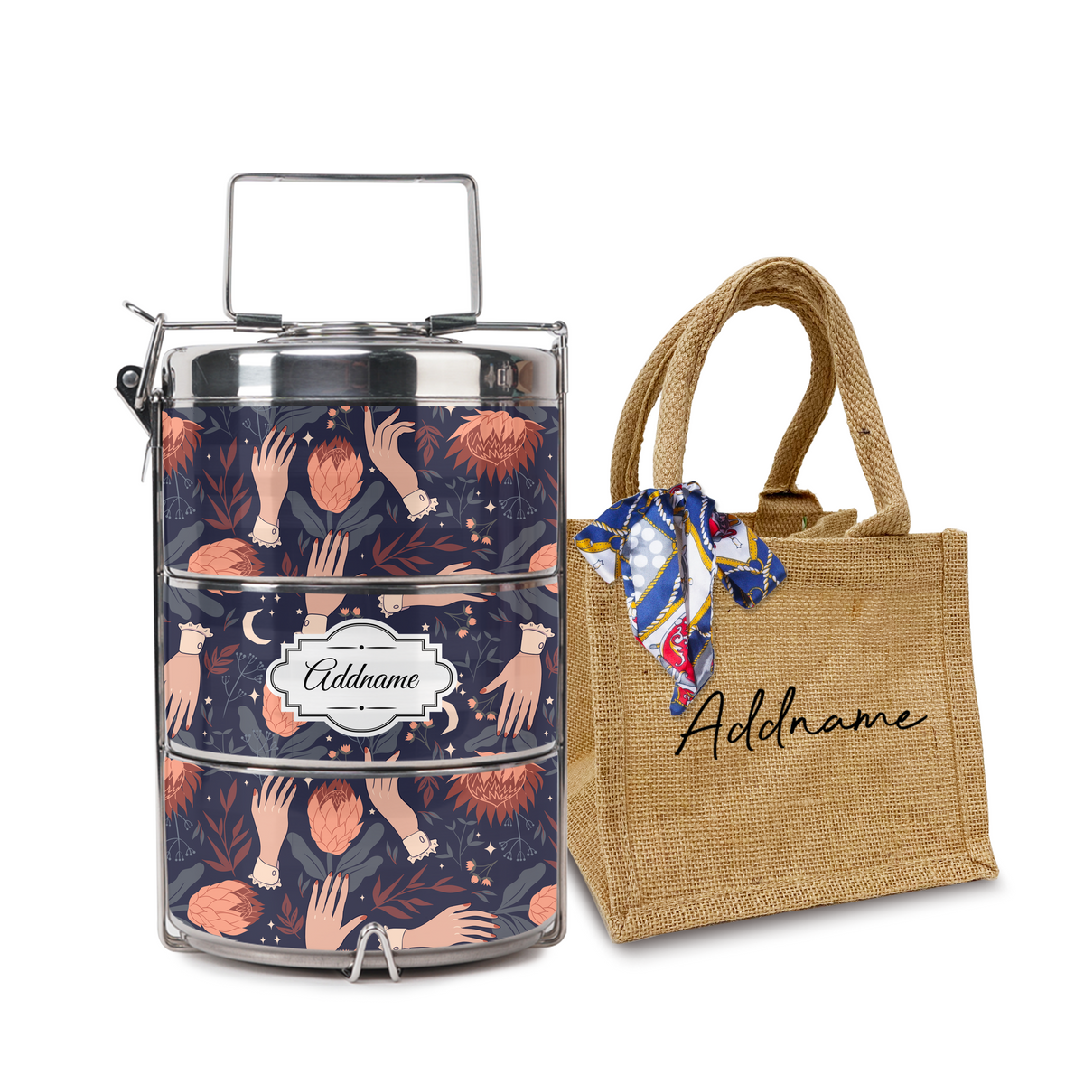 Floral with Hands Tiffin Carrier