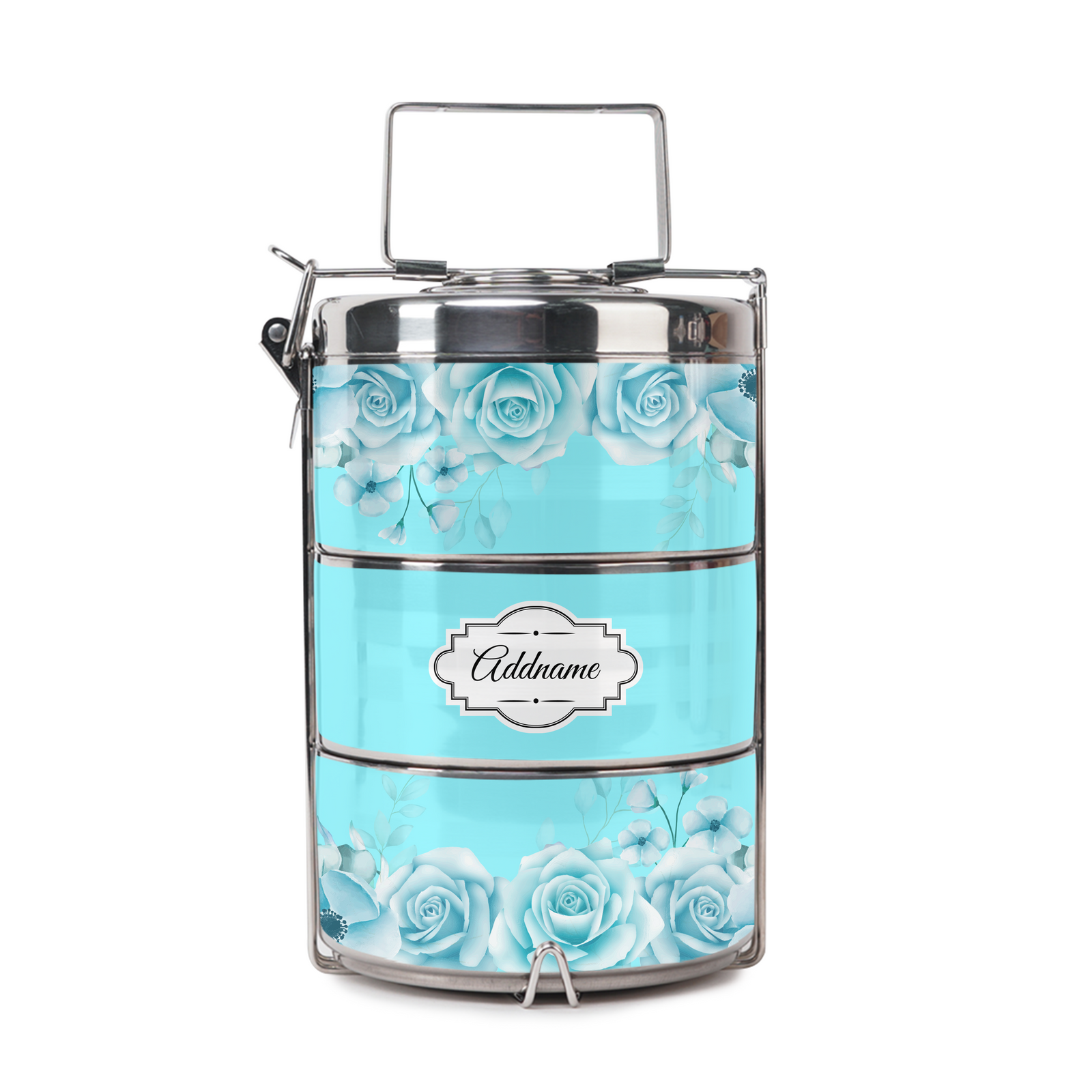 Full Turquoise Rose Tiffin Carrier