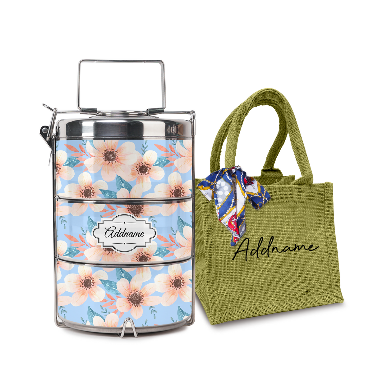 Pink Windflower Tiffin Carrier