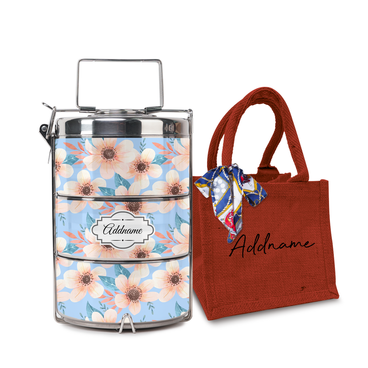 Pink Windflower Tiffin Carrier