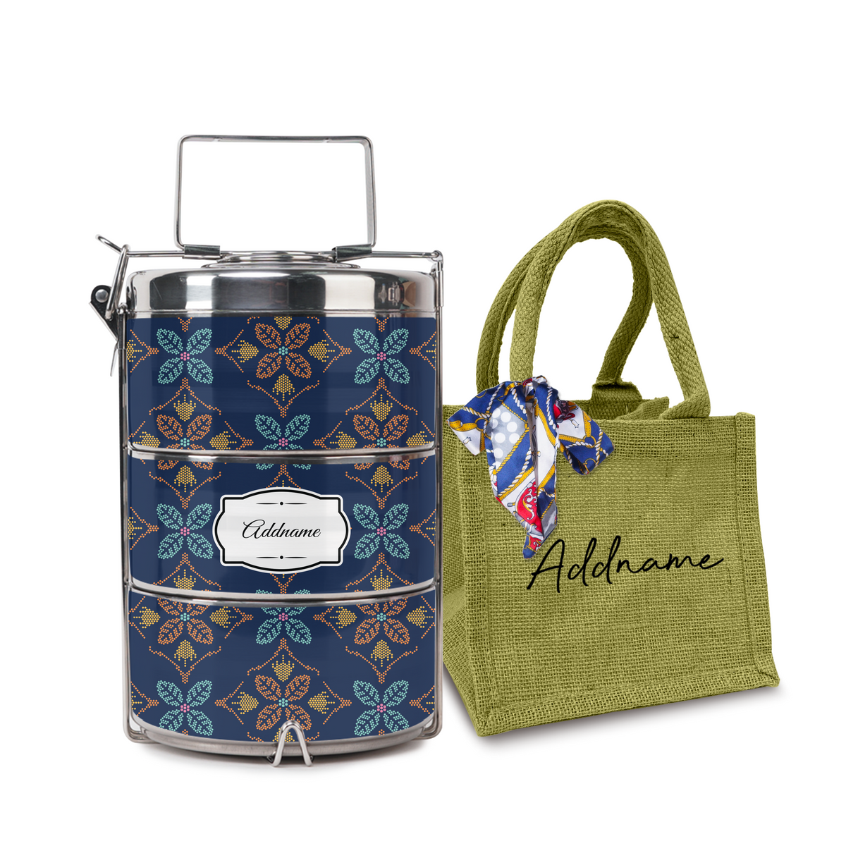 Peranakan Java Traditional Blue Tiffin Carrier