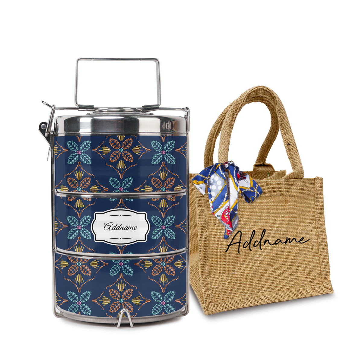 Peranakan Java Traditional Blue Tiffin Carrier