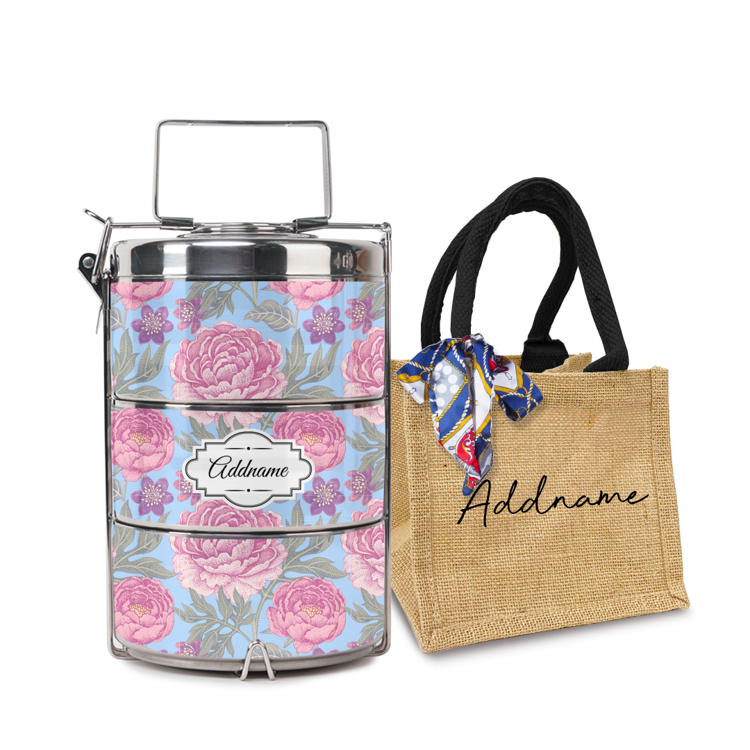 Peony Flower Tiffin Carrier