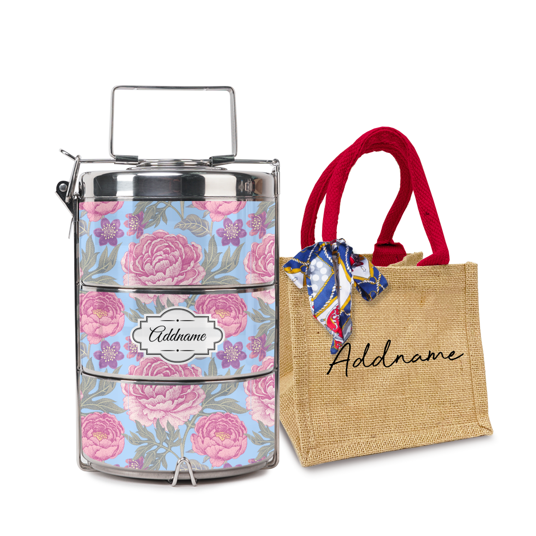 Peony Flower Tiffin Carrier