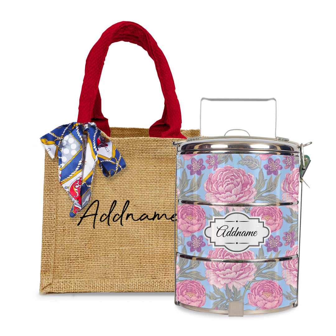 Peony Flower Tiffin Carrier