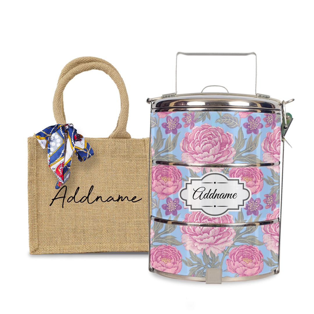 Peony Flower Tiffin Carrier