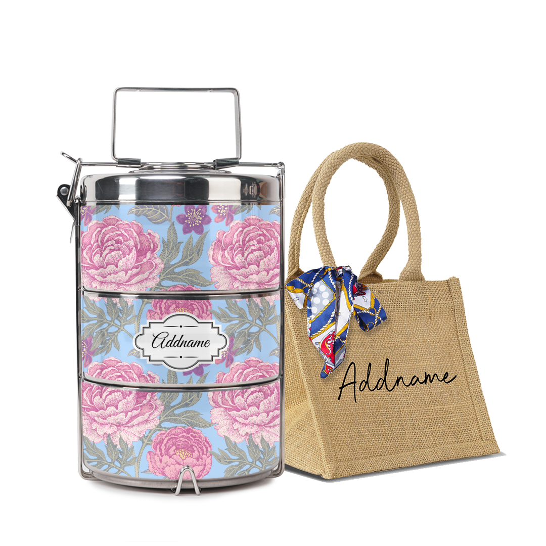 Peony Flower Tiffin Carrier