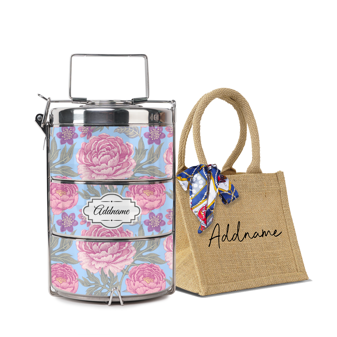 Peony Flower Tiffin Carrier