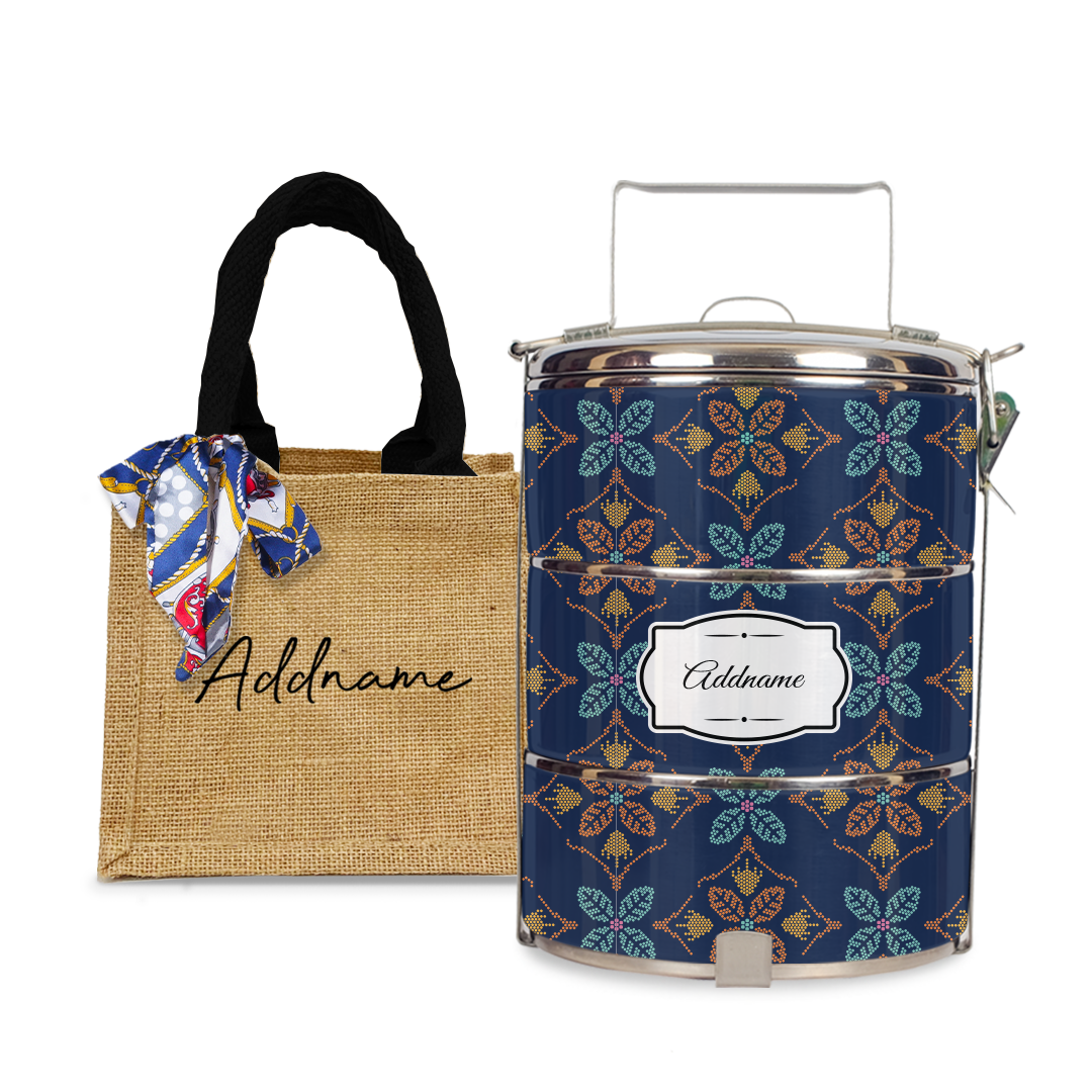 Peranakan Java Traditional Blue Tiffin Carrier