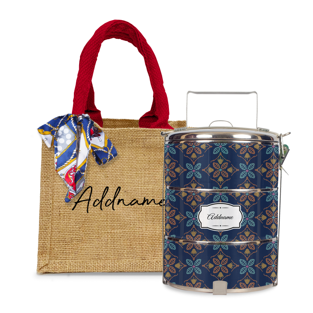 Peranakan Java Traditional Blue Tiffin Carrier