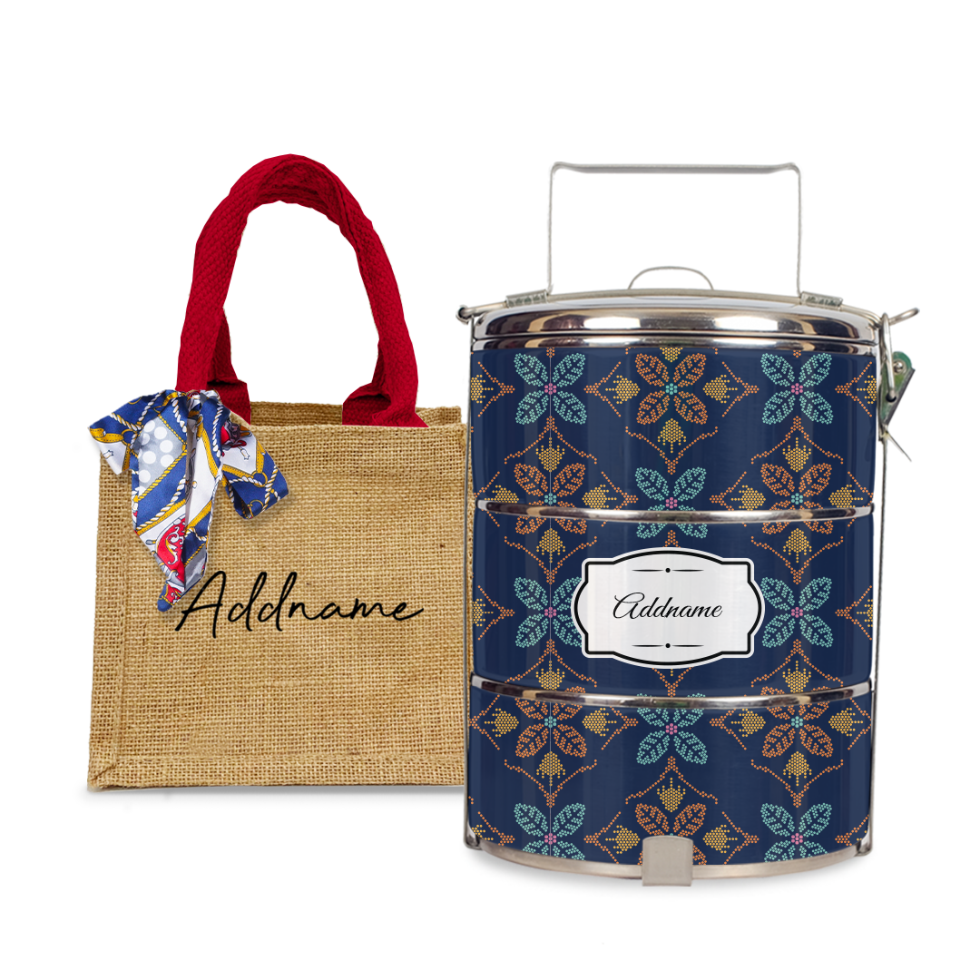 Peranakan Java Traditional Blue Tiffin Carrier