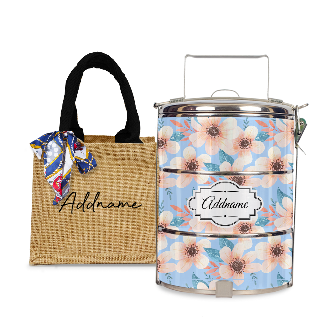 Pink Windflower Tiffin Carrier