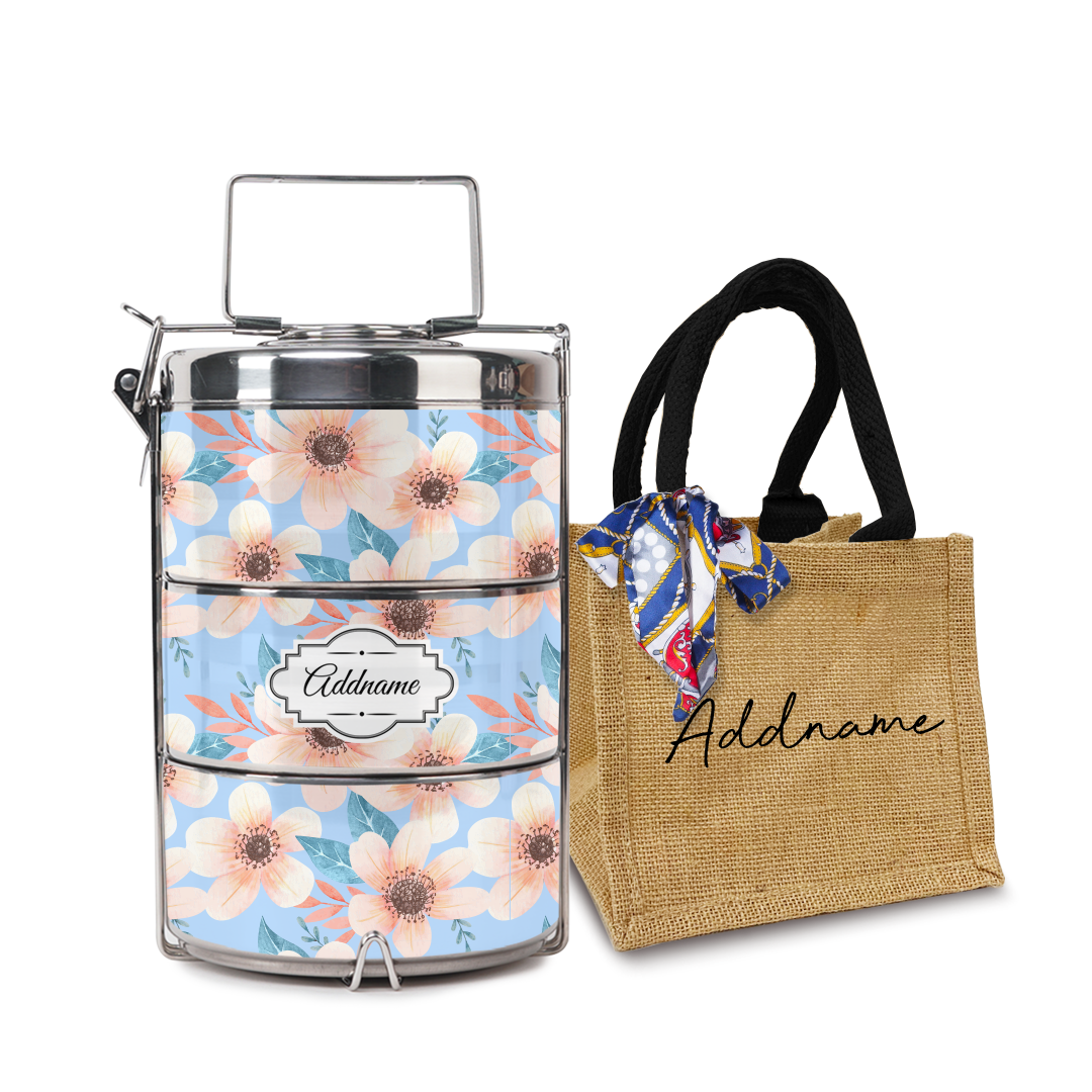 Pink Windflower Tiffin Carrier