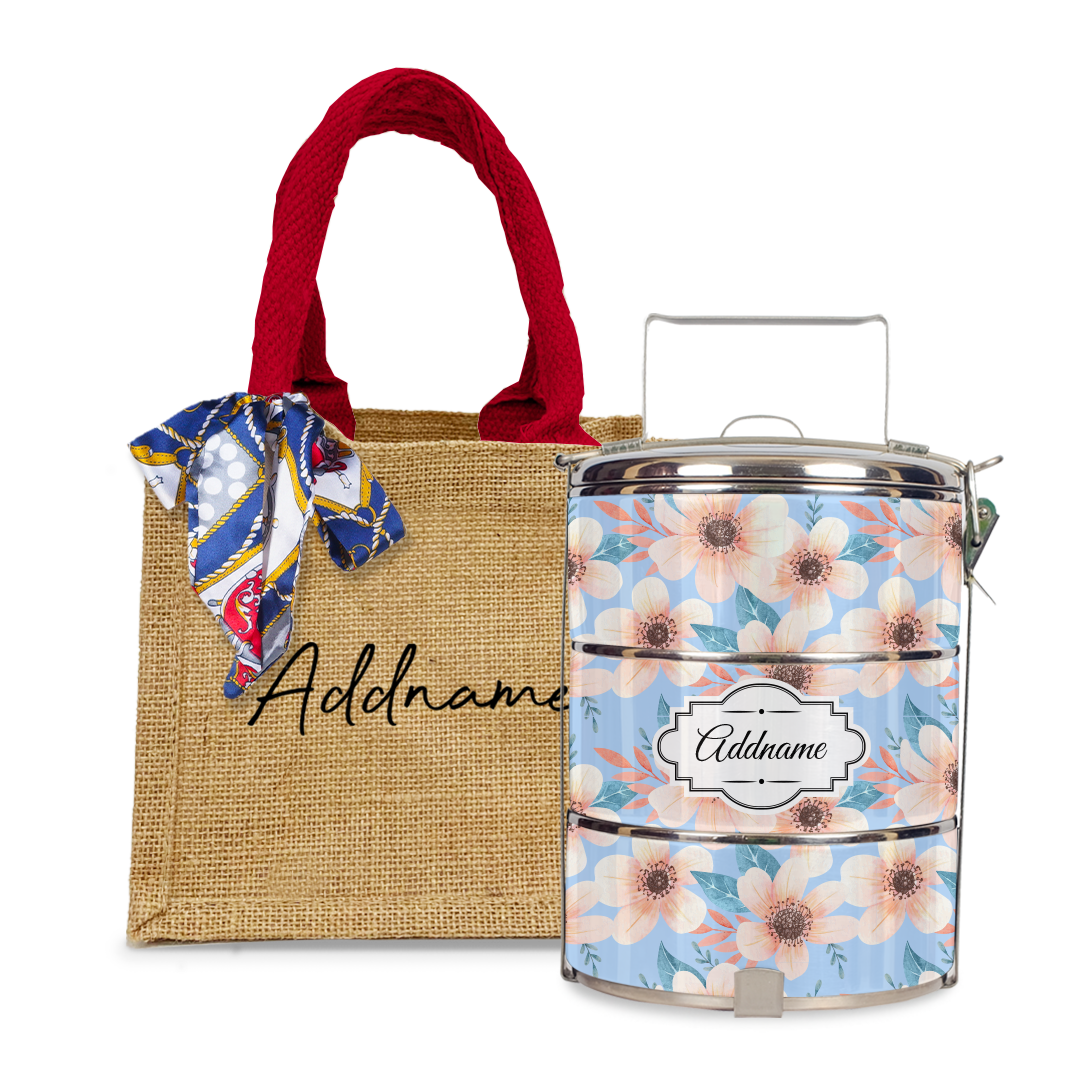 Pink Windflower Tiffin Carrier