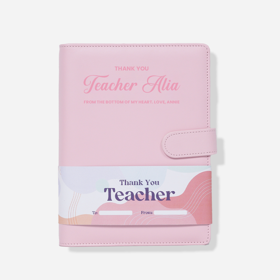 Teacher Appreciation - Personalised Notebook with Refillable Pages (Rose)