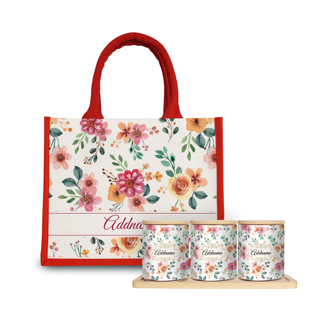 Garnet Canister with Half Lining Small Jute Bag