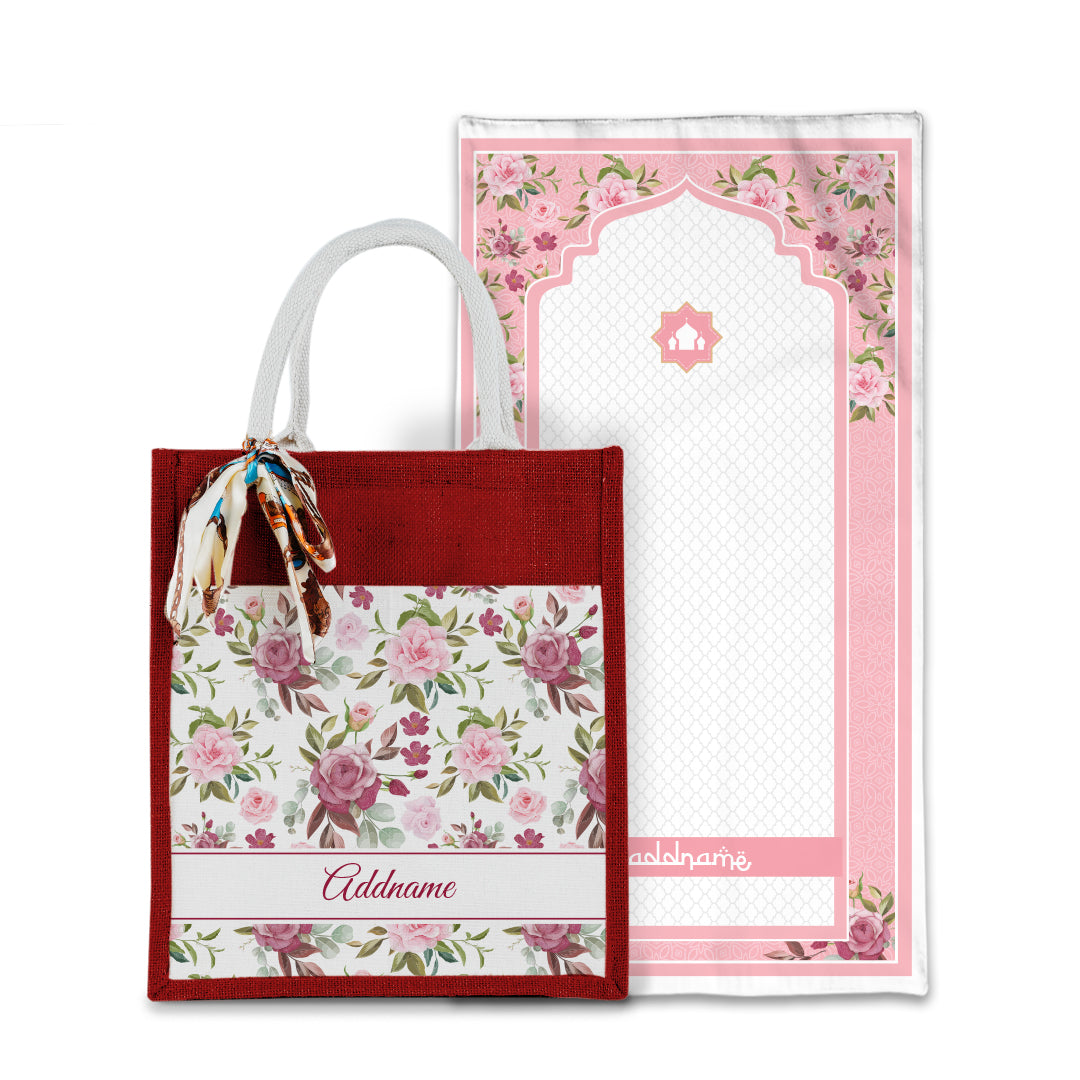 Laura Ruby Sejadah with Matching Colourful Jute Bag