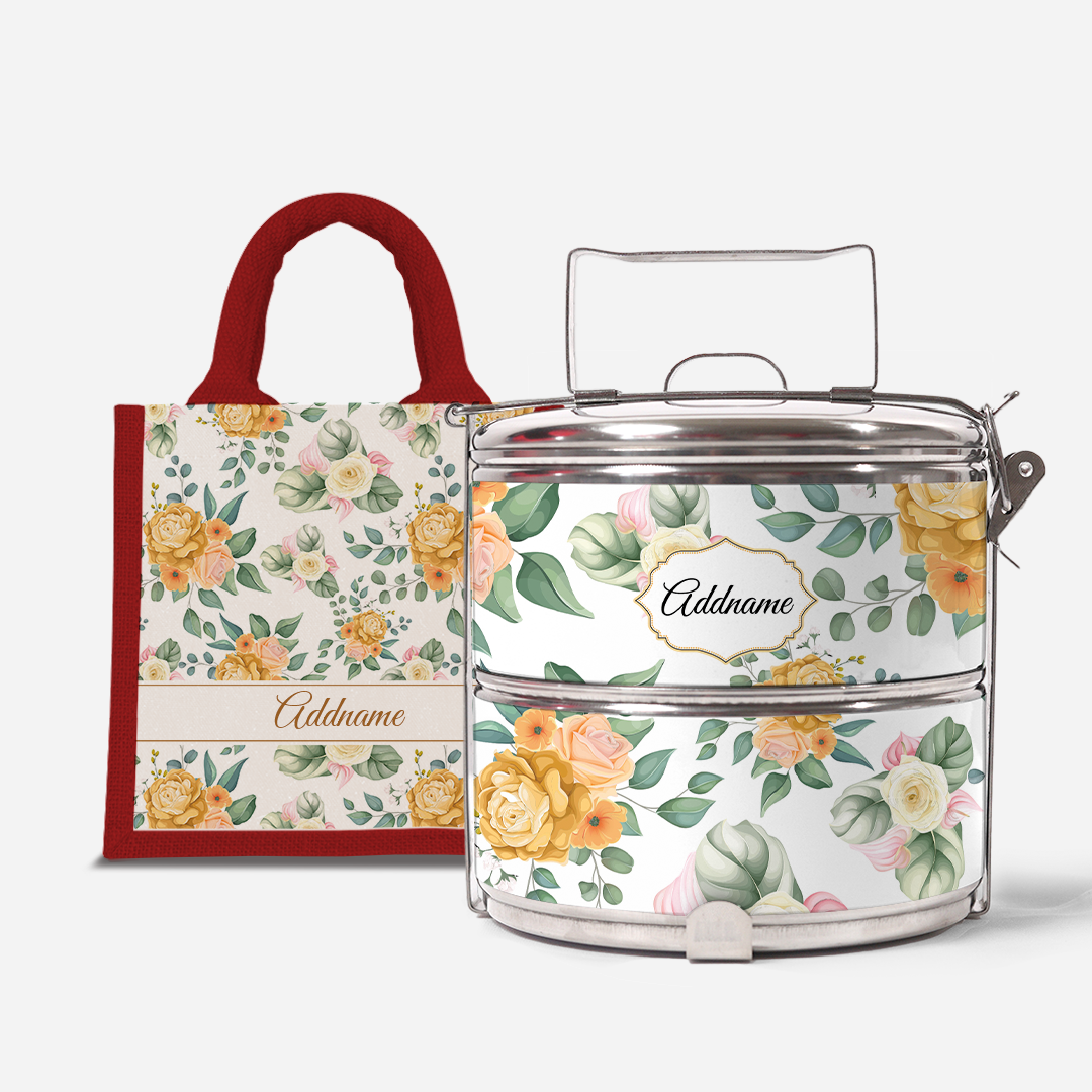 Laura Series - Honey - Lunch Tote Bag with Two-Tier Tiffin Carrier