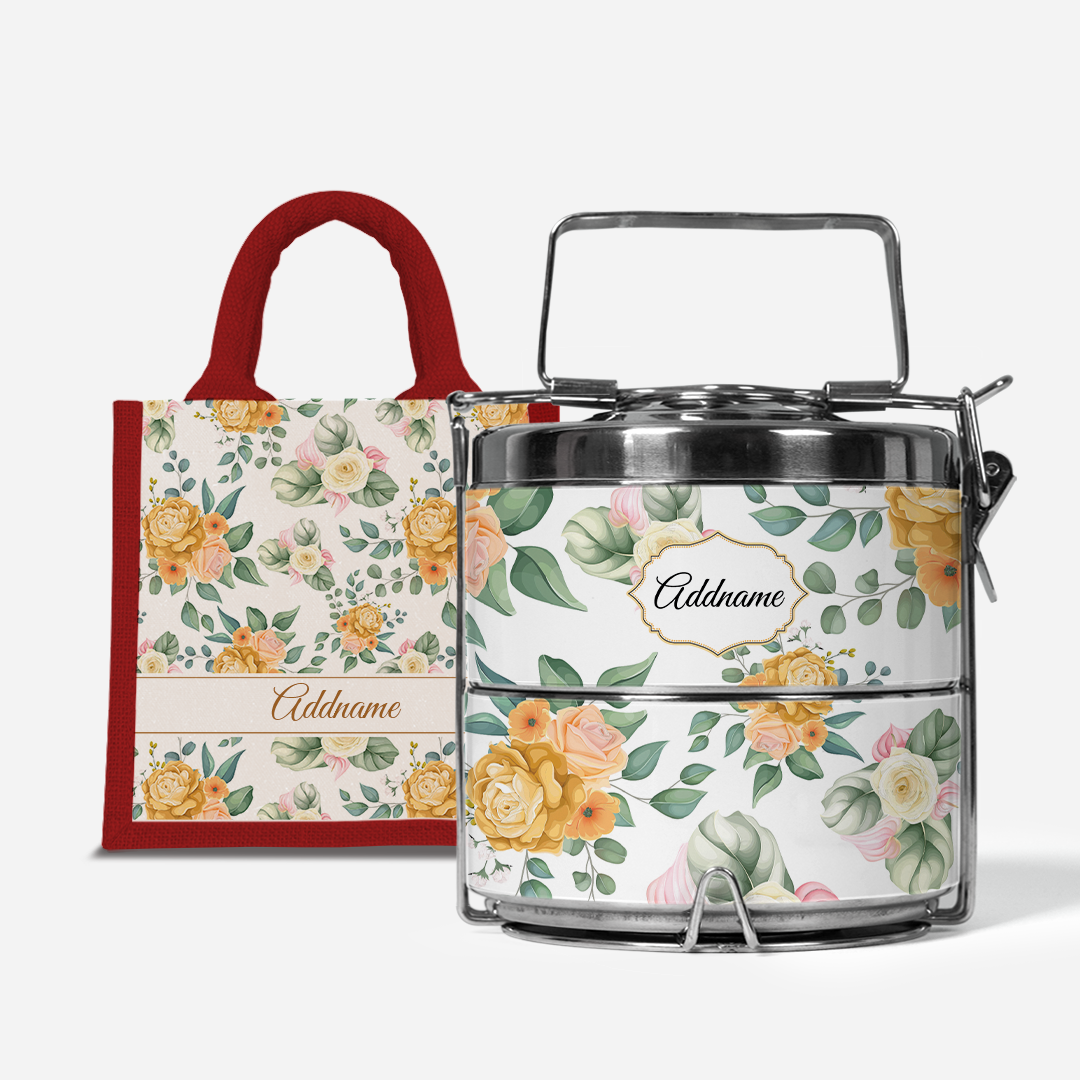 Laura Series - Honey - Lunch Tote Bag with Two-Tier Tiffin Carrier
