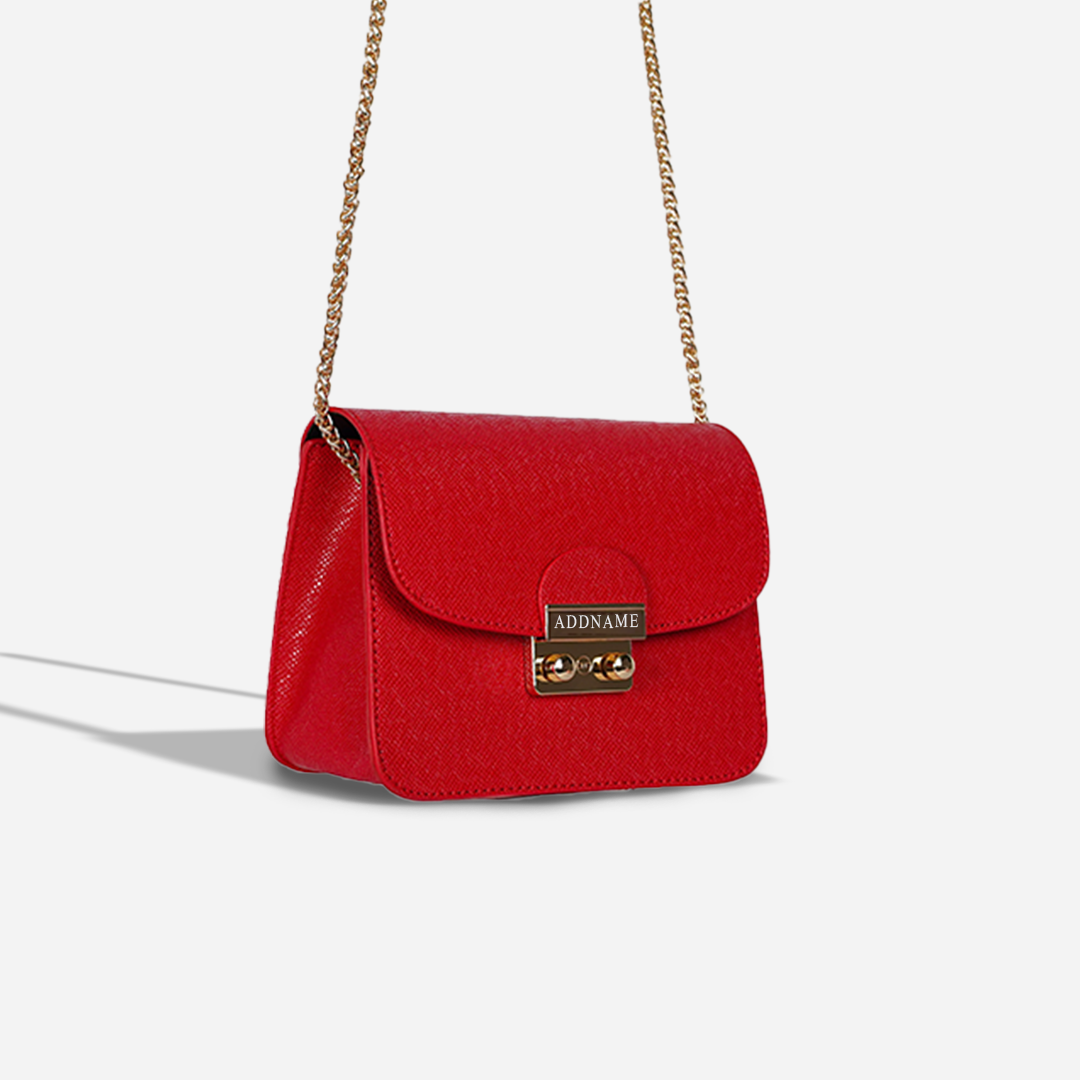 Kelly Chain Sling Bag with Personalisation - Red