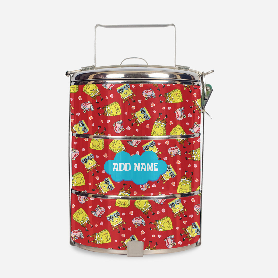 SpongeBob - Get Happy Pattern Personalized Tiffin Carrier