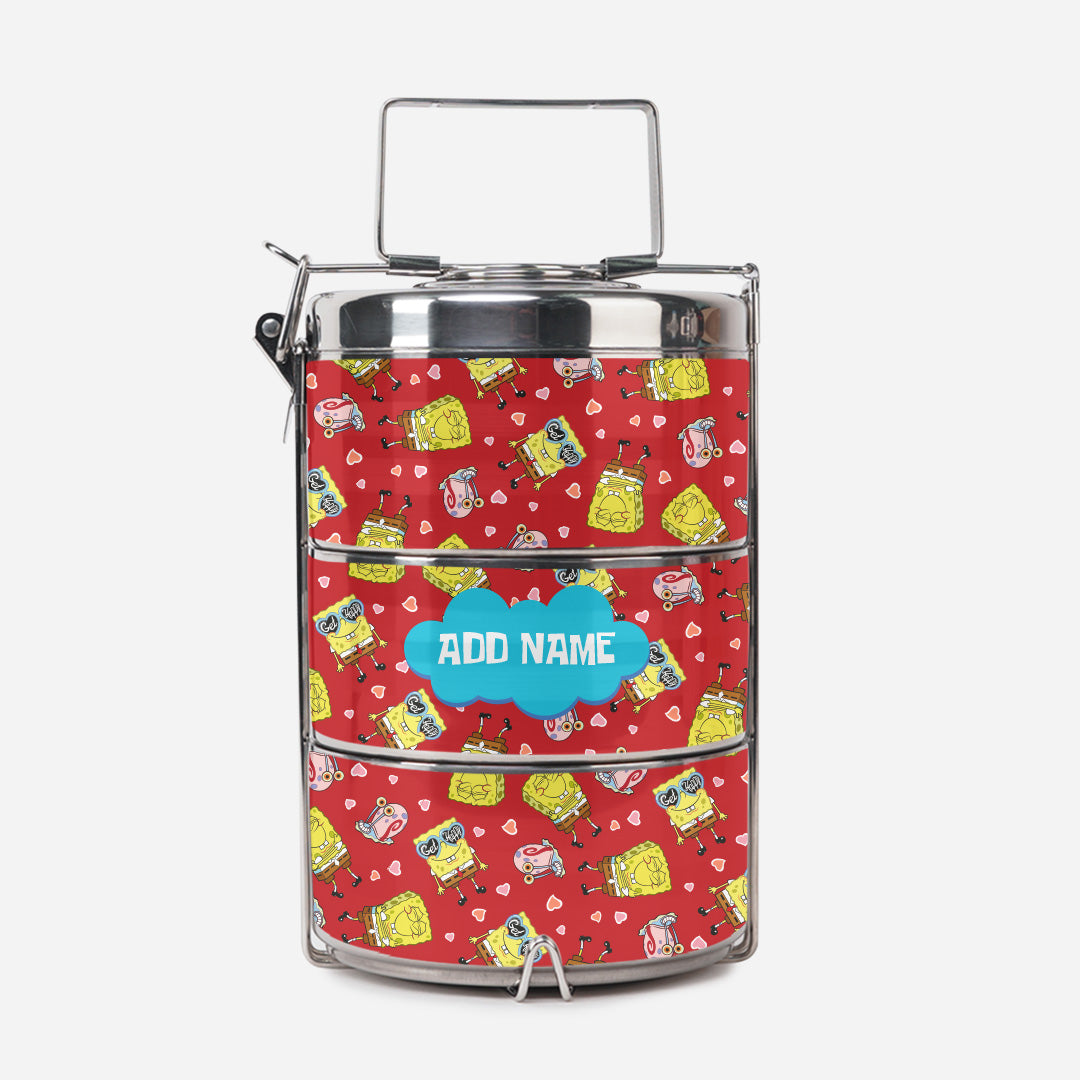 SpongeBob - Get Happy Pattern Personalized Tiffin Carrier
