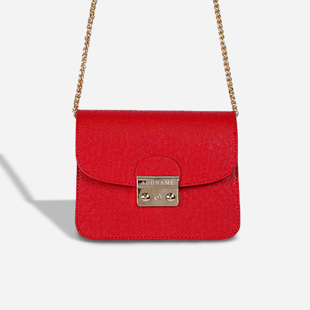 Kelly Chain Sling Bag with Personalisation - Red
