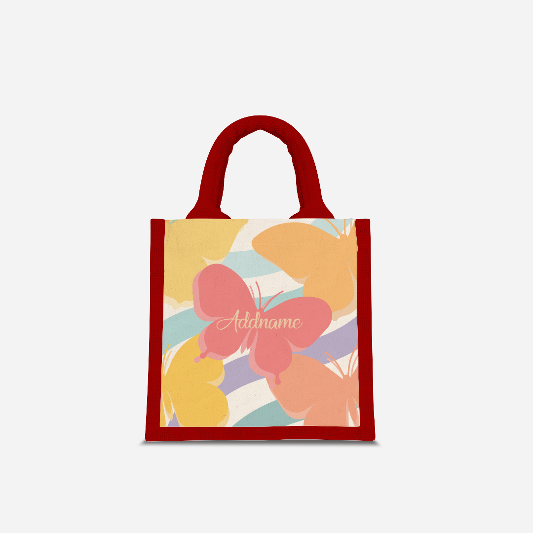 Butterfly Series Half Lining Lunch Bag - Yellow Red