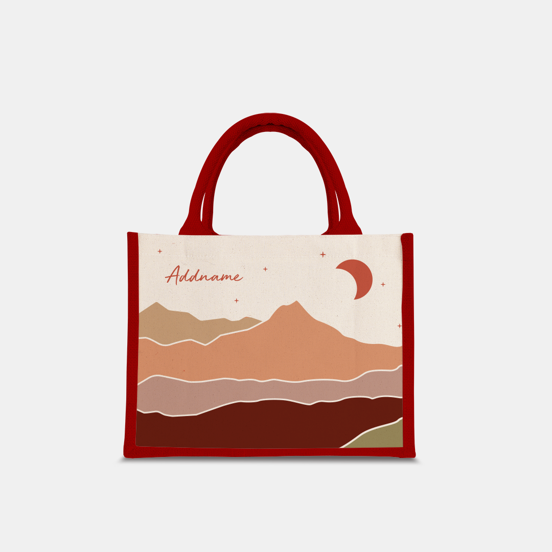 Kaira Series Half Lining Small Jute Bag - Asfar Red