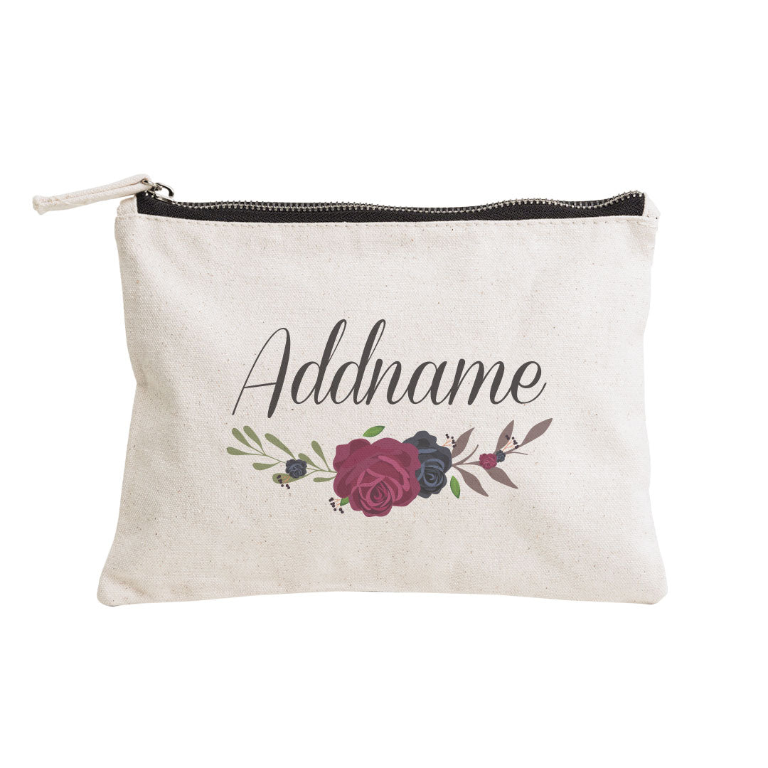 Rose Series Red And Black Zipper Pouch