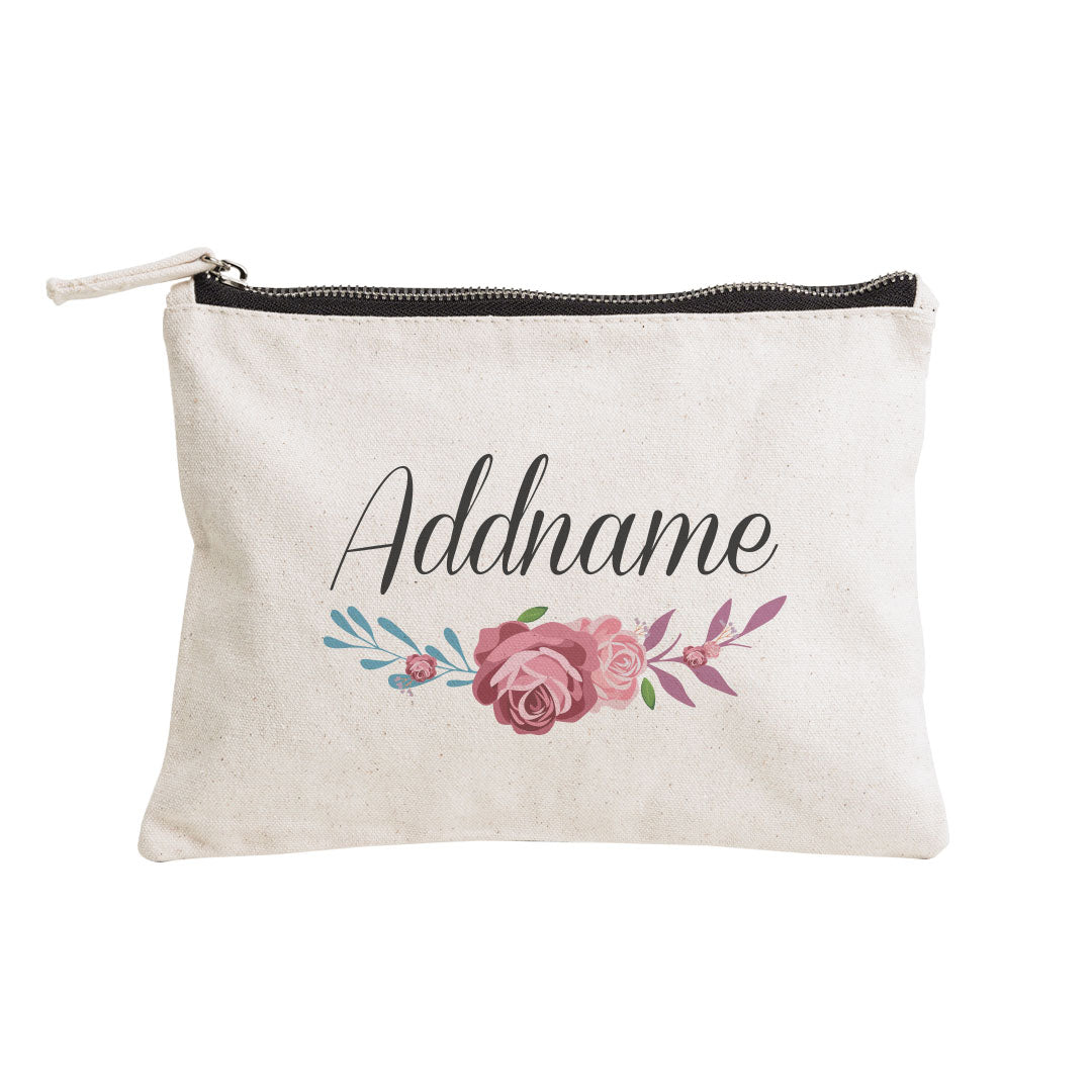 Rose Series Blue And Pink Zipper Pouch