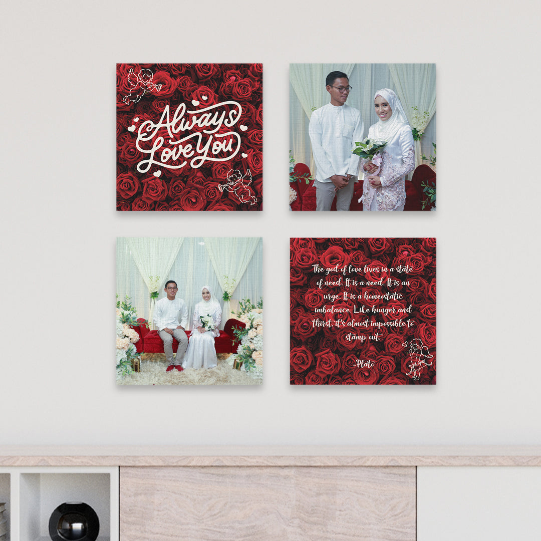 Photo Canvas Print Tiles - Couple Series - Romantic Roses Theme