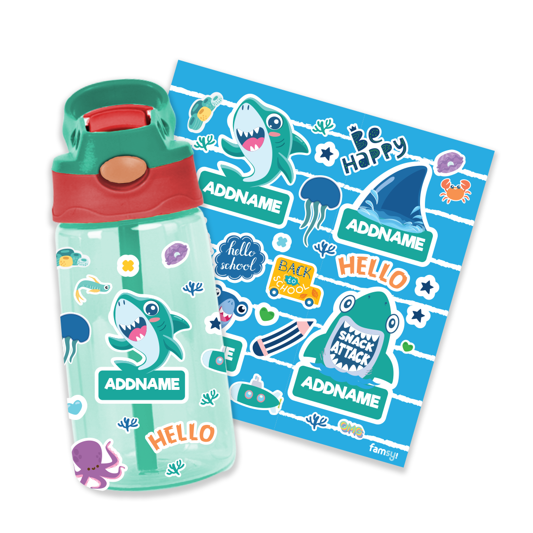Cute Shark Emerald Green Kiddies Bottle