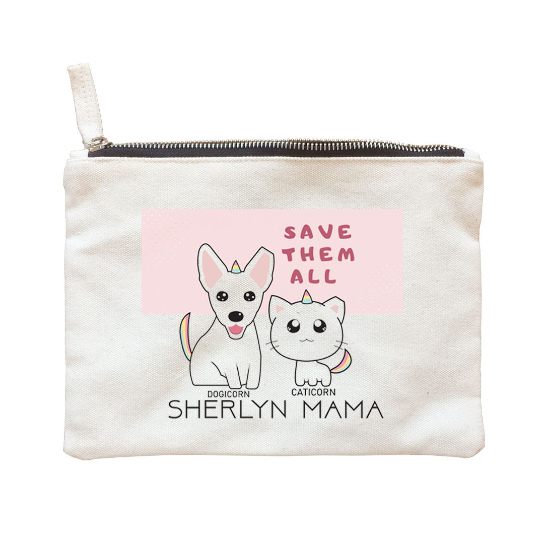 Sherlyn Mama Cute Mix Dogicorn and Caticorn Accessories Zipper Pouch